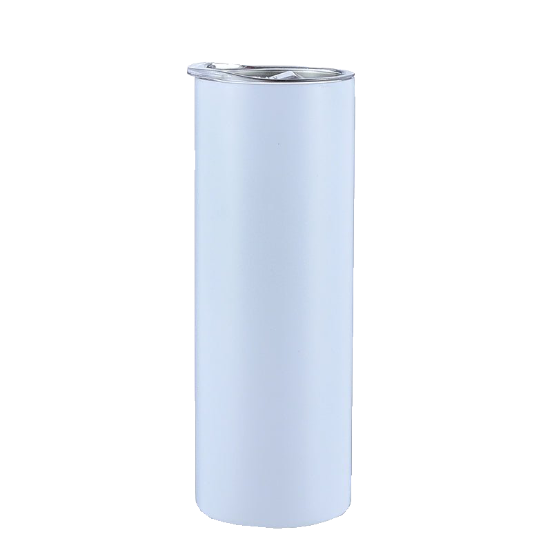 24 Pack Sublimation Tumblers Flat Edge Blanks Skinny Straight Bulk 20 oz, Stainless Steel Double Wall Insulated Sublimation with Straw & Lids for Heat Transfer, White