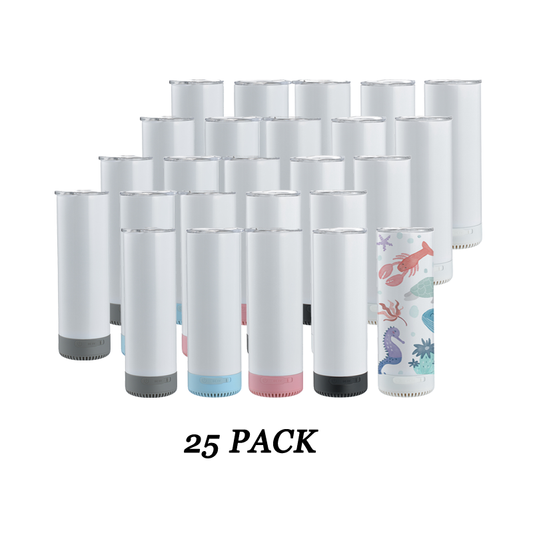 20oz Sublimation Music Speaker Blank Tumbler Cup with Lid Double Wall Vacuum Insulated Bluetooth Speaker Skinny Straight Tumblers