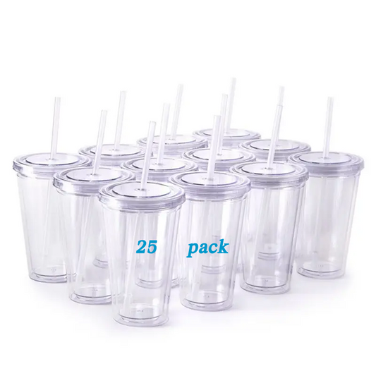 22oz  Classic Insulated Double Wall Plastic Drinking Tumbler Cup with Lid and Reusable Straw