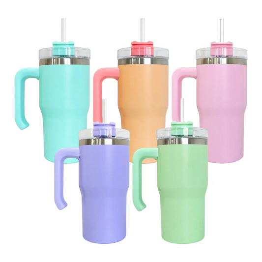 20 oz Sublimation Insulated Mug with Handle&Lid&Straw, 25 PACK Stainless Steel Travel Tumbler, Double Layer Reusable Insulated Coffee Mug
